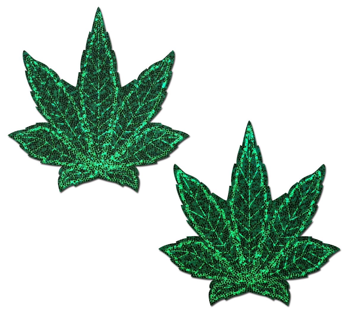 Indica Pot Leaf: Glitter Green Weed Nipple Pasties