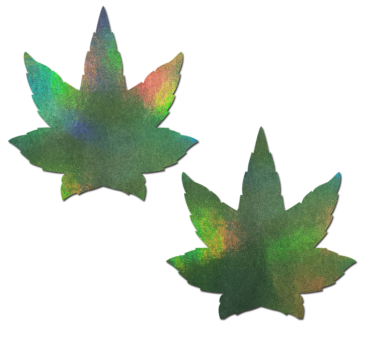 Indica Pot Leaf: Green Holographic Weed Nipple Pasties