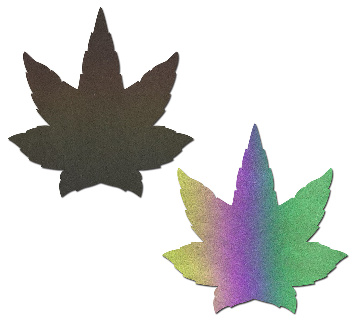 Indica Pot Leaf: Reflective Rainbow Weed Nipple Pasties