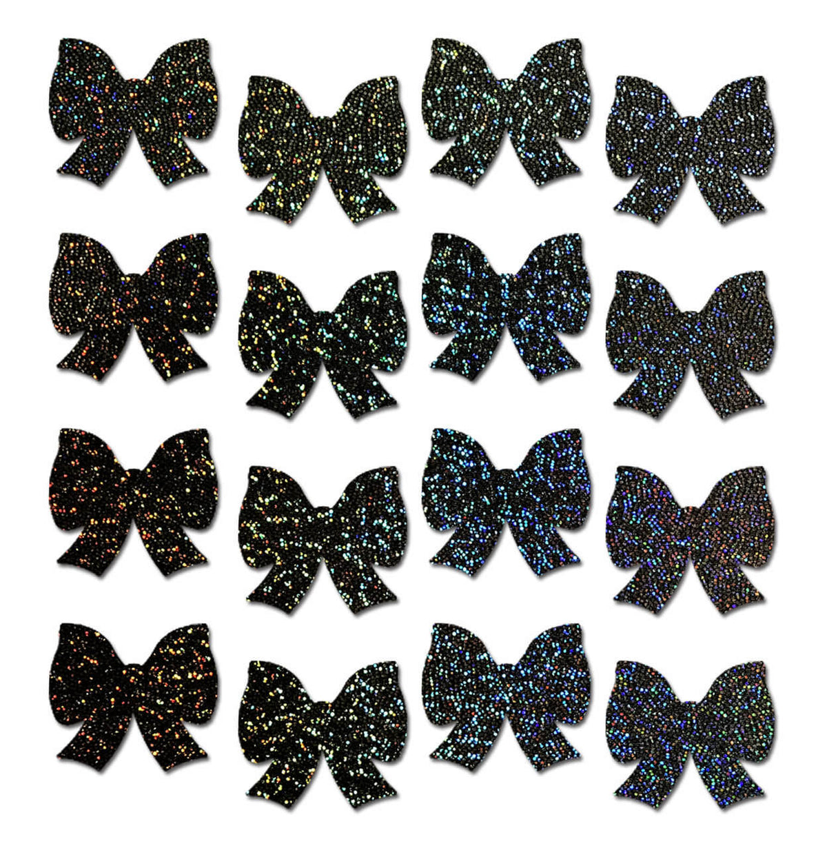 Body Minis: 16 Mini Black Glitter Bows Nipple & Body Pasties