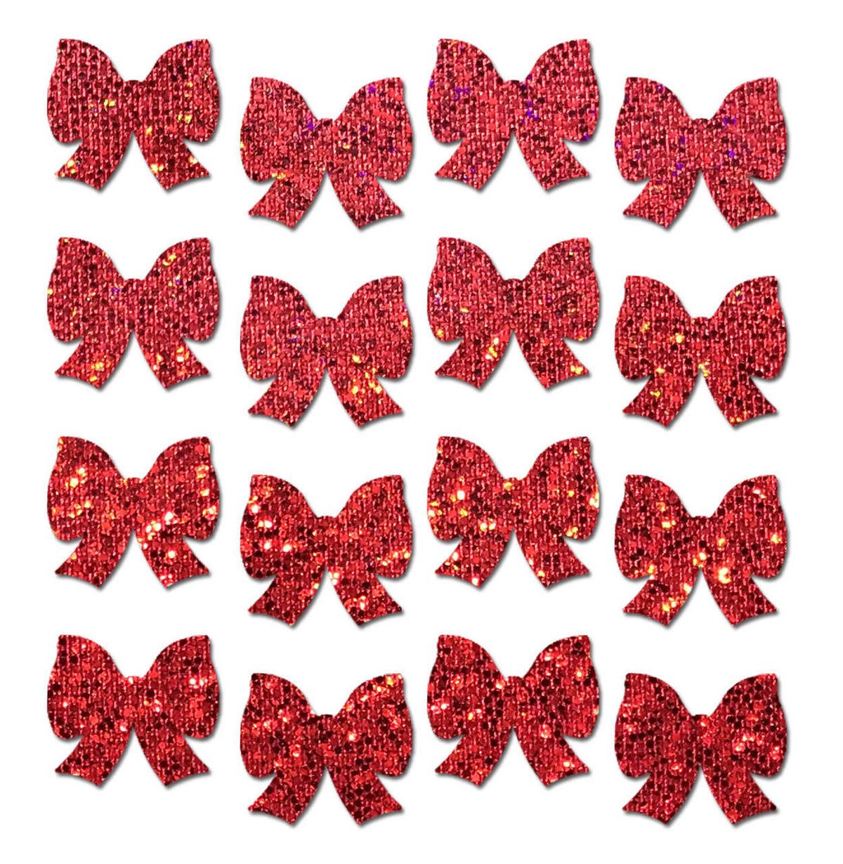Body Minis: 16 Mini Red Glitter Bows Nipple & Body Pasties