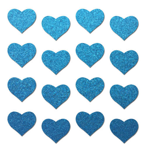 Body Minis: 16 Mini Reflective Blue Hearts Nipple & Body Pasties
