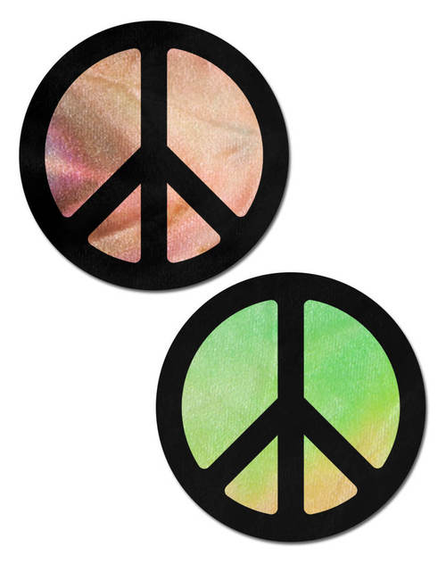 Peace Sign: Pastel Tie-Dye Rainbow Peace Sign Nipple Pasties 