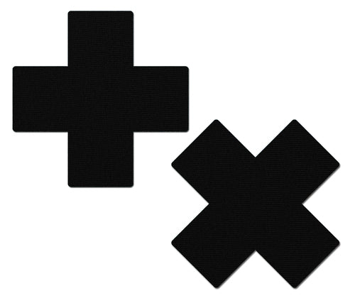 Plus X: Matte Black Cross Nipple Pasties