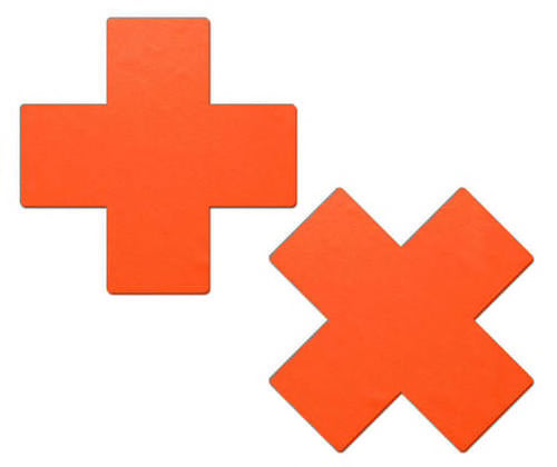 Plus X: Neon Orange Cross Nipple Pasties