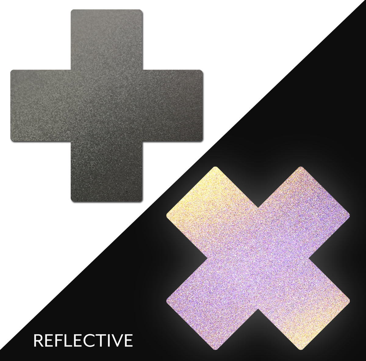 Plus X: Reflective Gun Metal Grey Cross Nipple