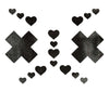 Set: Liquid Black Plus X Cross with 6 Mini Hearts and 10 Baby Hearts Nipple & Body Pastie