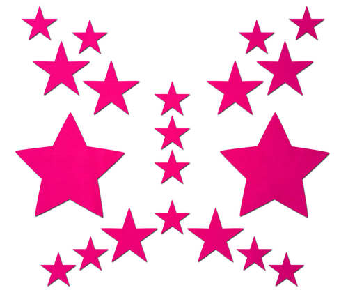 Set: Neon Pink Star with 6 Mini Stars and 10 Baby Stars Nipple & Body Pasties