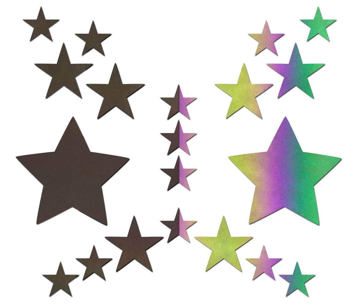 Set: Reflective Rainbow Star with 6 Mini Stars & 10 Baby Stars Nipple & Body Pasties