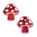 Mushroom: Shiny Red & White Glow-in-the-Dark Shroom Nipple Pasties