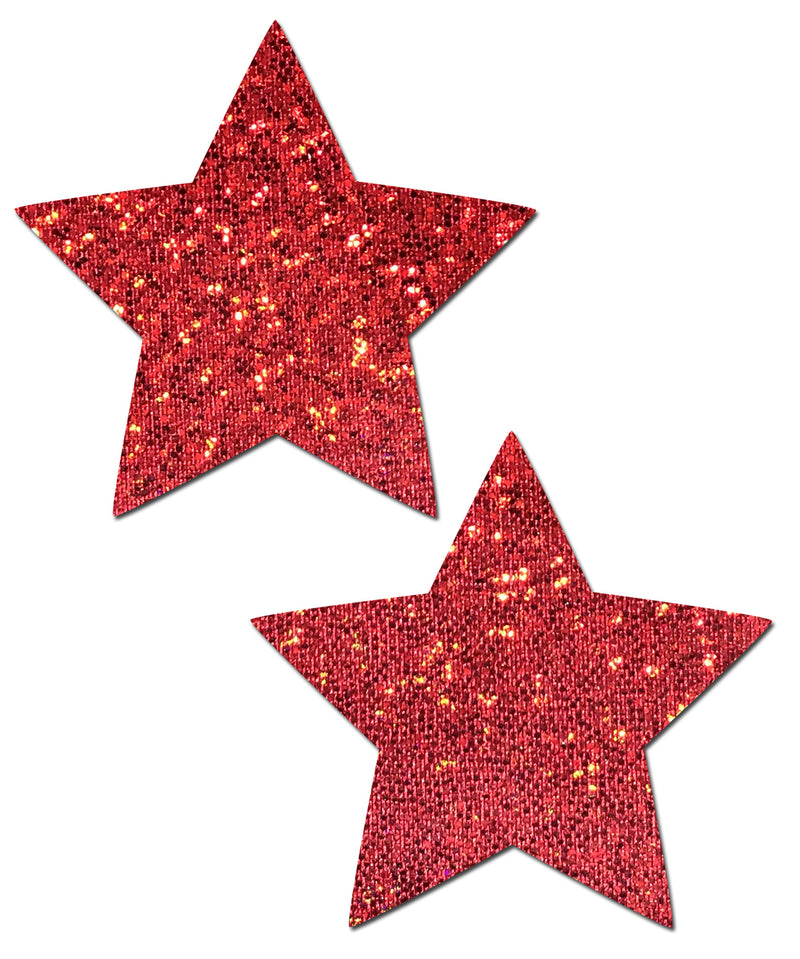 Star: Red Glitter Star Nipple Pasties