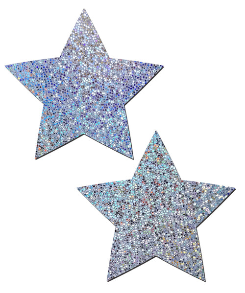 Star: Silver Glitter Star Nipple Pasties
