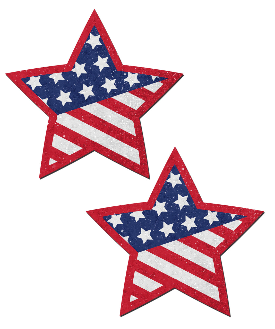 Star: Glittering Patriotic USA Red, White & Blue, Stars & Stripes Star Nipple Pasties